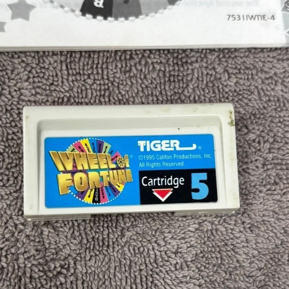 Vtg Tiger Wheel of Fortune Handheld Game 1995 Manual & Cartridges 5 6